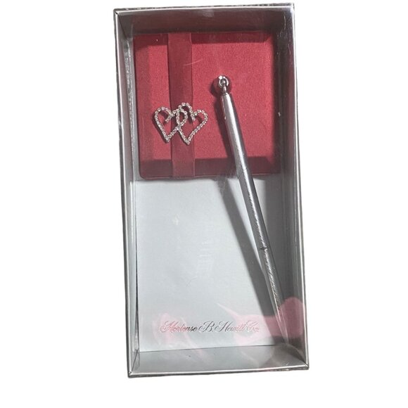 Hortense B. Hewitt "With All My Heart" Pen Set Red Heart Rhinestone Wedding - Picture 1 of 4